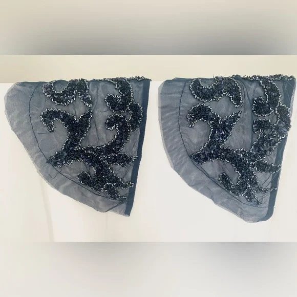 Never altered never worn formal beaded gown by Montage Size S. Deep Ocean (Navy) - Picture 3 of 9